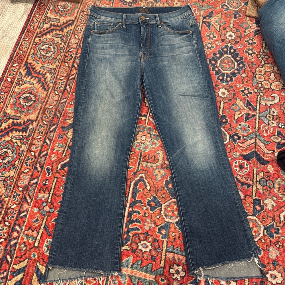 Mother insider crop step fray jeans